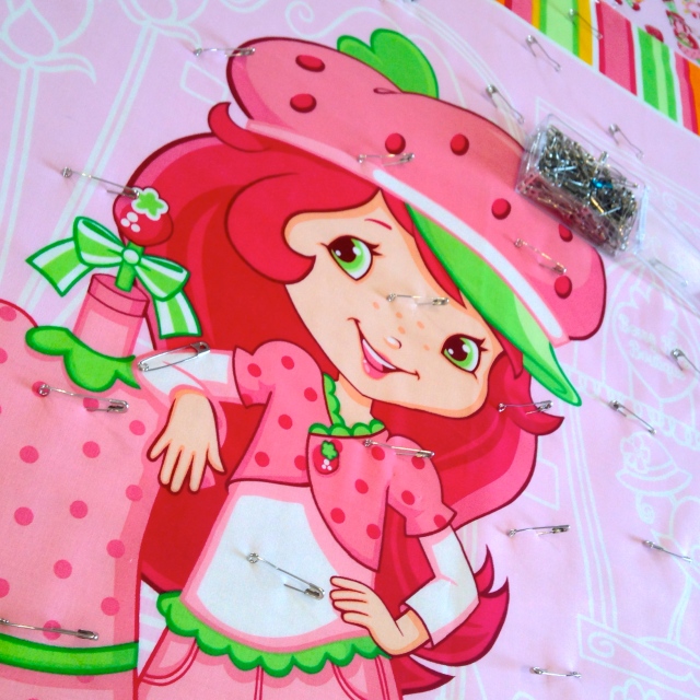 Strawberry Shortcake Panel Quilt Basted